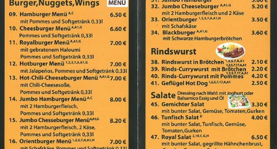 Royal Chicken & Burger Speisekarte S. 2 | © Nabil Alfrij Royal Chicken & Burger Speisekarte S. 2 | © Nabil Alfrij