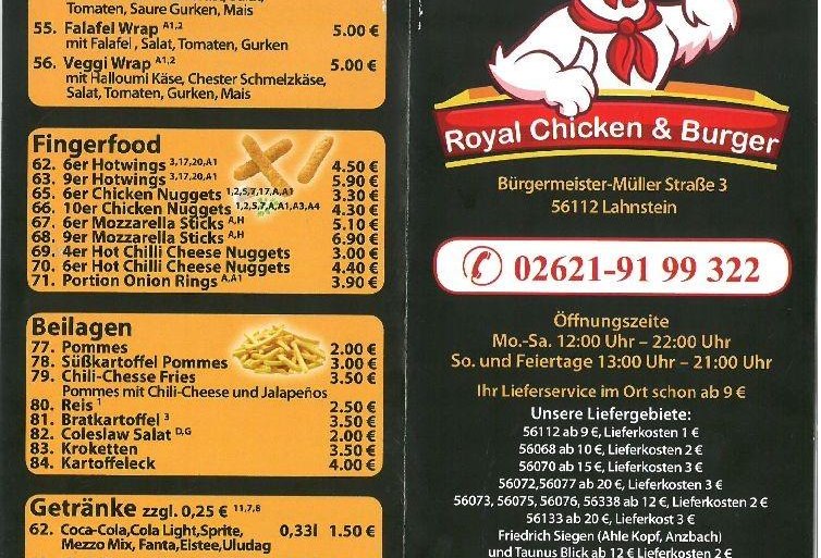 Royal Chicken & Burger Speisekarte | &copy; Nabil Alfrij