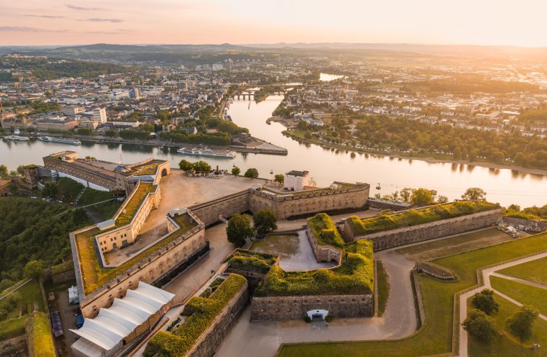 Festung Ehrenbreitstein. Luftaufnahme | &copy; GDKE, Johannes Bruchhof