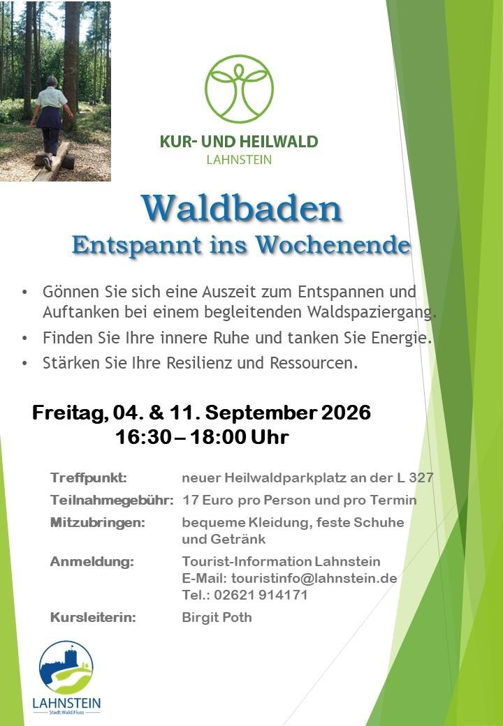 Waldbaden im September | © Stadt Lahnstein Waldbaden im September | © Stadt Lahnstein