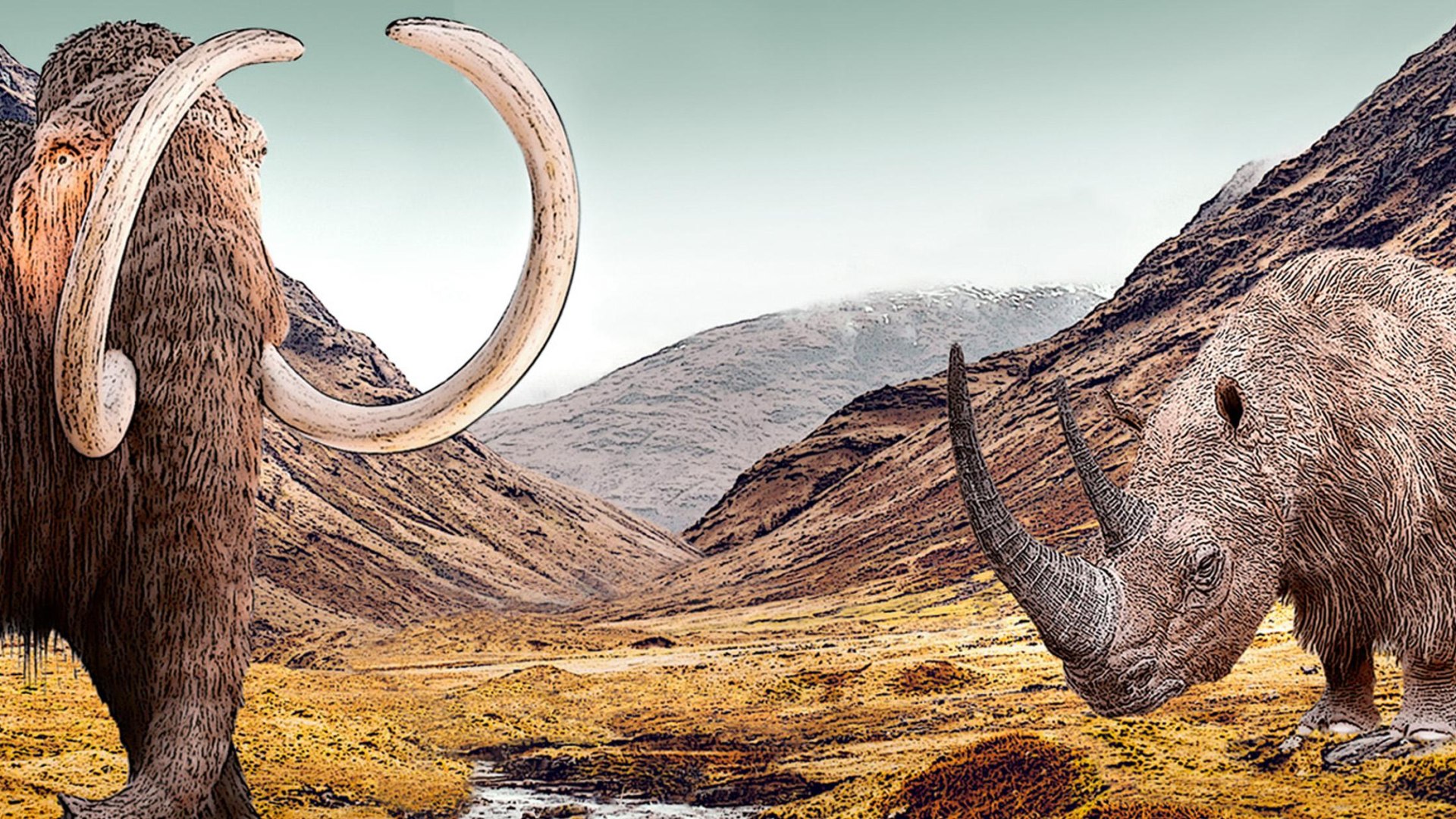 Mammut und Wollnashorn in Mammutsteppe_Comicstyle | &copy; LEIZA/N. Vieh&ouml;ver